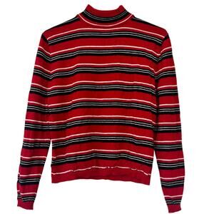 Vintage Pendleton merino wool striped mock neck knit sweater 90s Y2K grunge S